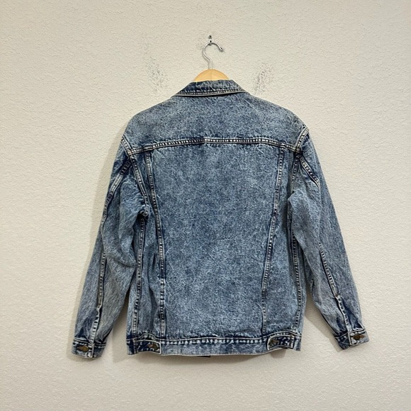 Vintage 80s THUMBS UP T.M. Distressed Trucker Jean Jacket in Blue - Picture 6 of 11